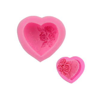 Molde de Silicona Fondant Corazón y Rosas