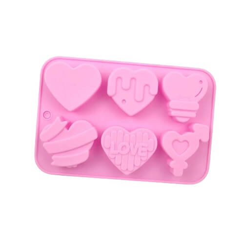 Molde de Silicona Corazon, 6 cavidades