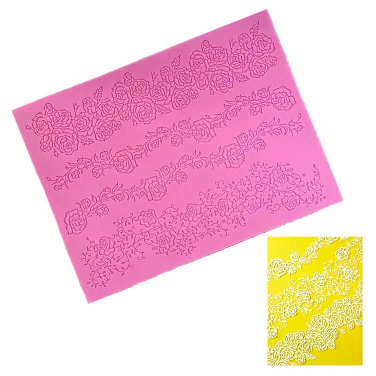 Molde de Silicona Encaje de Rosas